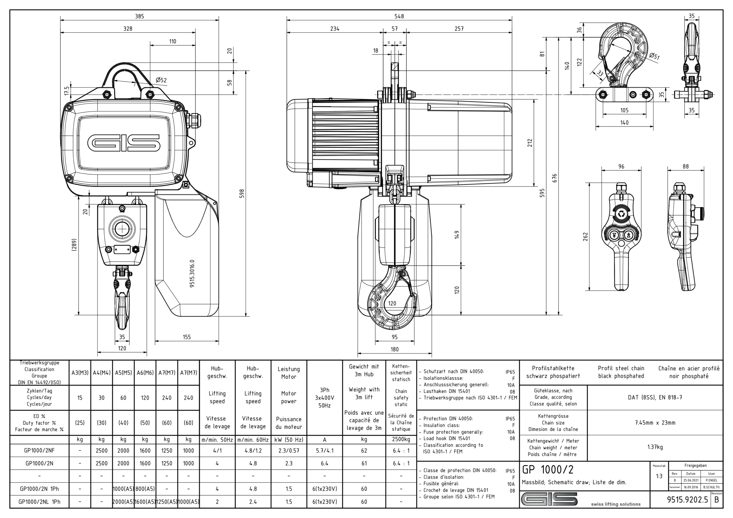 GIS GP1000 Elektrokettenzug in Industrieausführung