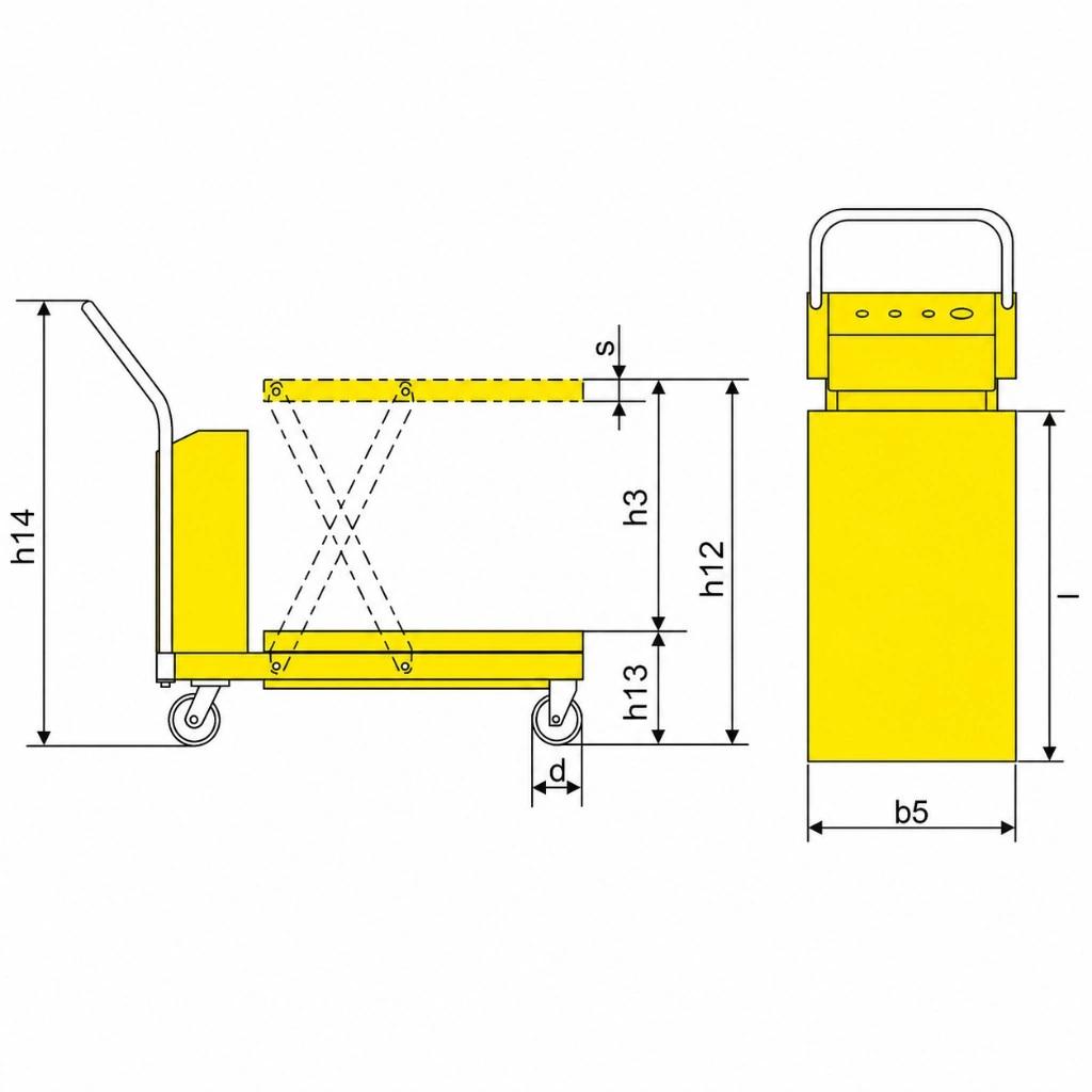 Abmessungen des semi-elektrischen Scheren-Hubtischs PMPS300