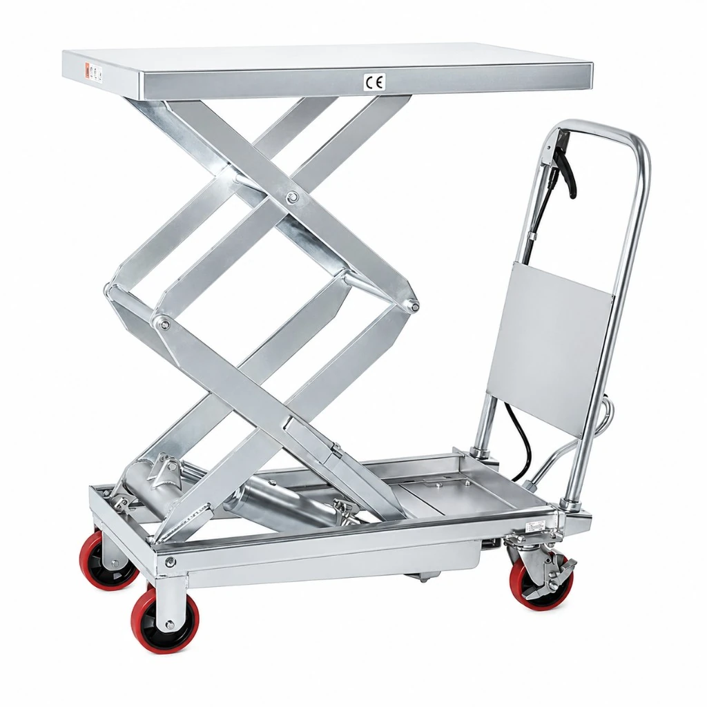 Fahrbarer Edelstahl-Doppelscheren-Hubtisch (MPS350DS), 350 kg