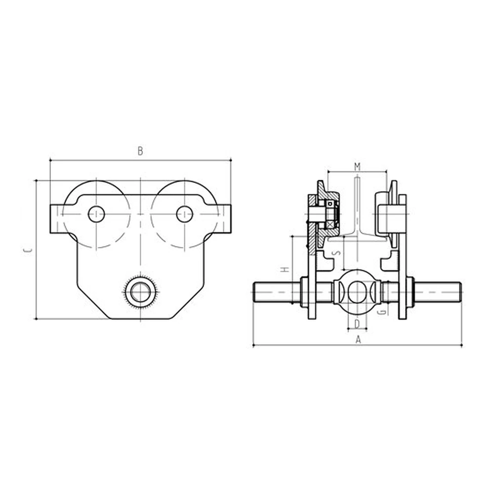 Delacco MW-TROLLEY Rollfahrwerk für breite I-Träger
