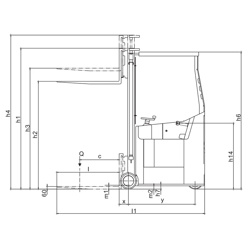 Schmalgang-Gabelstapler REV10ST-A/REV10ST-B mit 1.000 kg Tragfähigkeit – Ansicht 2